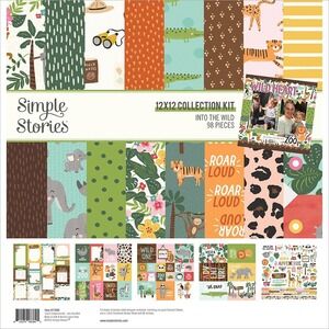 Simple Stories Scrapbook Kit Unisex 12x12 Multicolor NEW Into The Wild 98pc